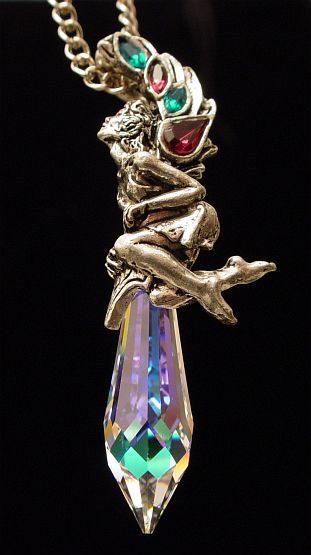 Jeweled Fairy with Swarovski crystal prism set in fine polished pewter