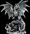 Pewter Dragons and Wizards with crystals