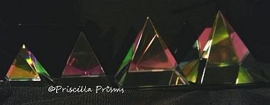 peacock crystal pyramids in a row
