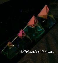 crystal pyramids in rainbow colors