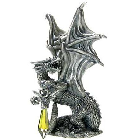 An aurora Austrian crystal serves as this dragon's magic talisman