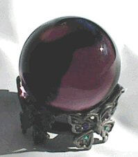 amethyst crystal ball with pewter jewel butterfly stand.