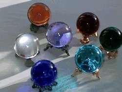 Crystal clear balls and gemstone colors for scrying and gazing