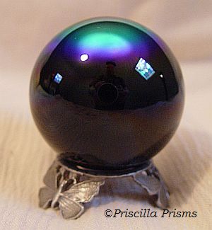 Jet black lead crystal ball with aurora